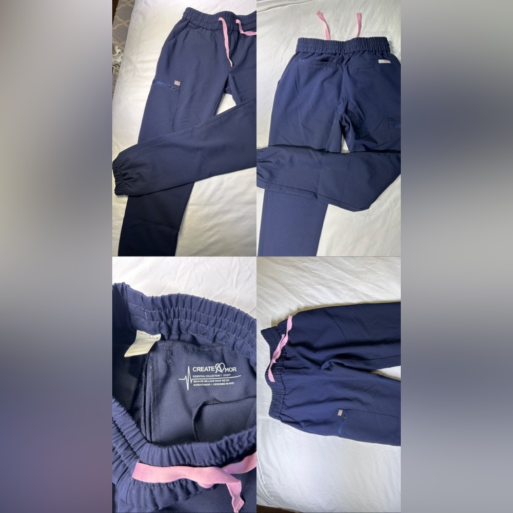 2 pairs of Create Amor Clover Jogger Women's Navy Scrub Pants
